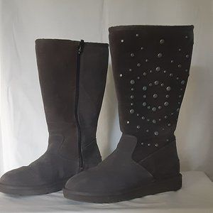 Ugg Women's Grey Suede Rockstar Grey Sherpa Lining Size 8 Like new